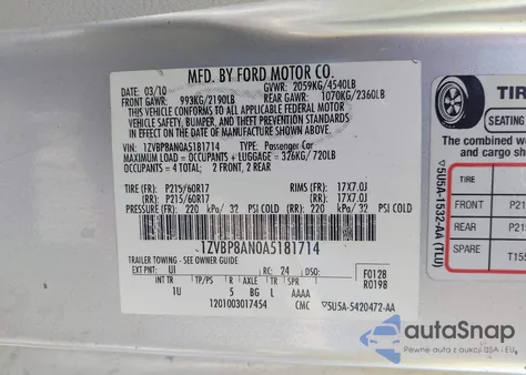 2010 Ford Mustang V6/V6 Premium from USA, damaged, VIN 1ZVBP8AN0A5181714